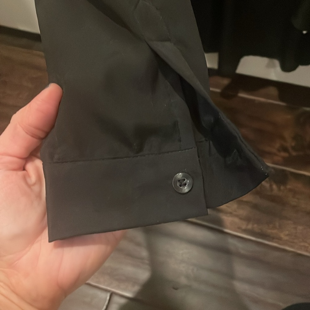 Black Button Up: Peplum With Sheer Back - image 4